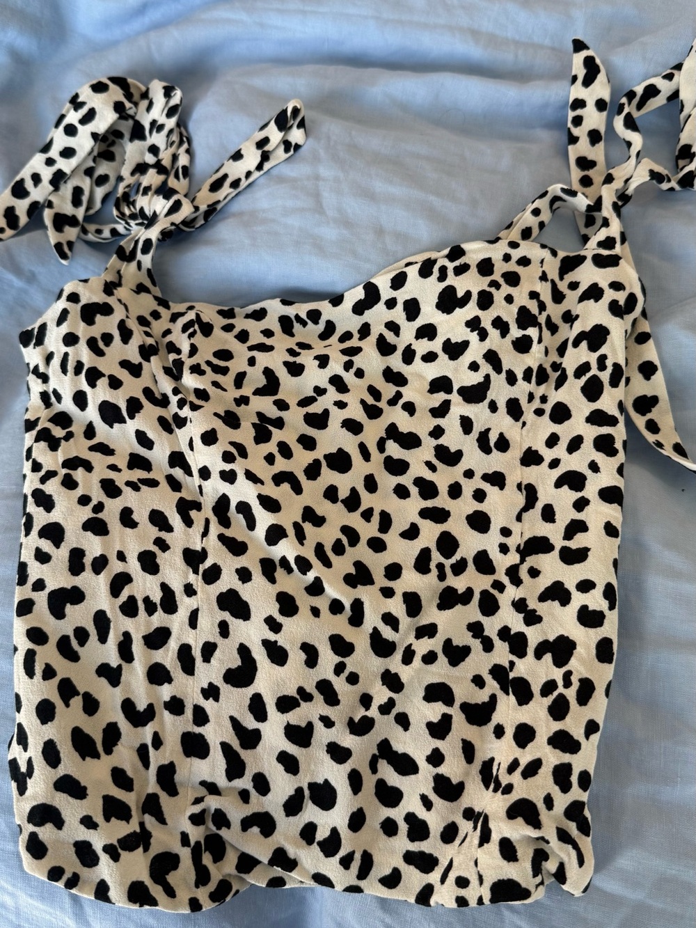 Reformation Black & White Tie-Shoulder top
